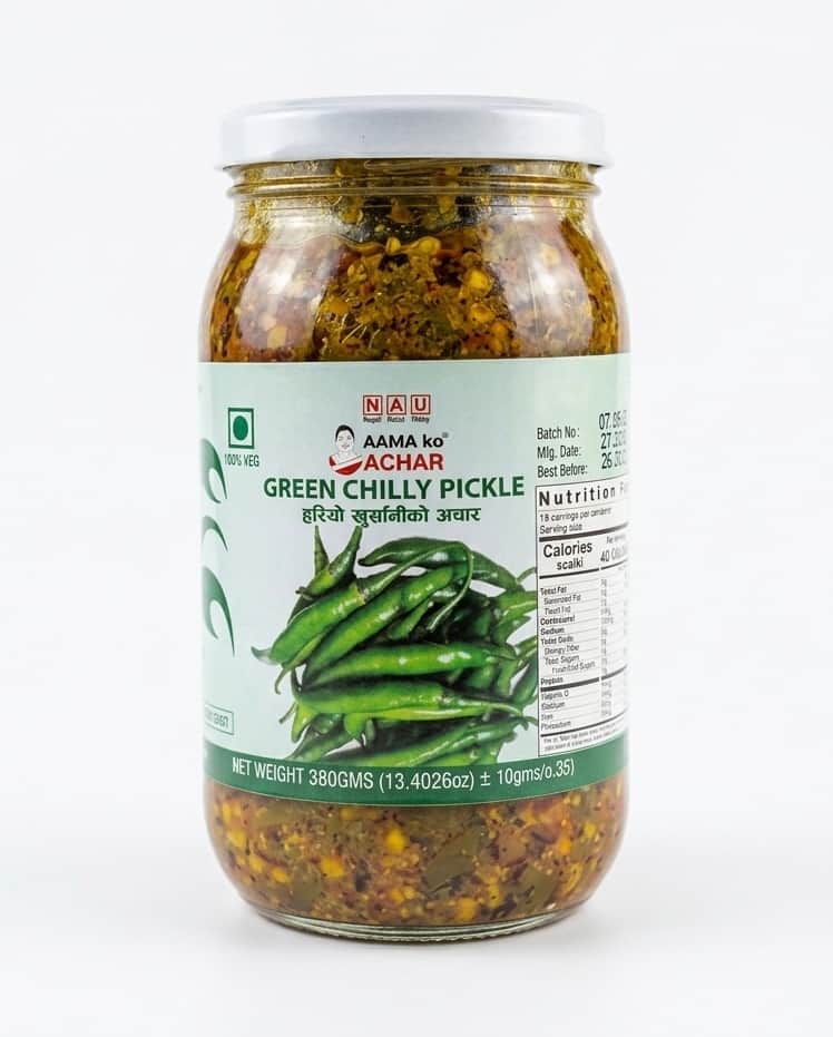 Aama ko Achar Green Chillies Pickle - 380g